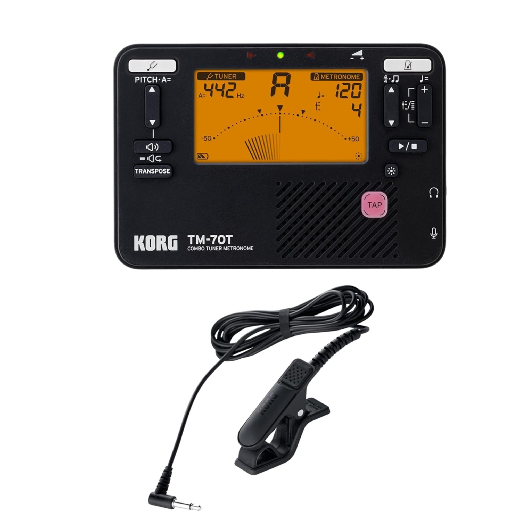 Korg Combo Tuner \ Metronome w/CM400 Compact Microphone, Black