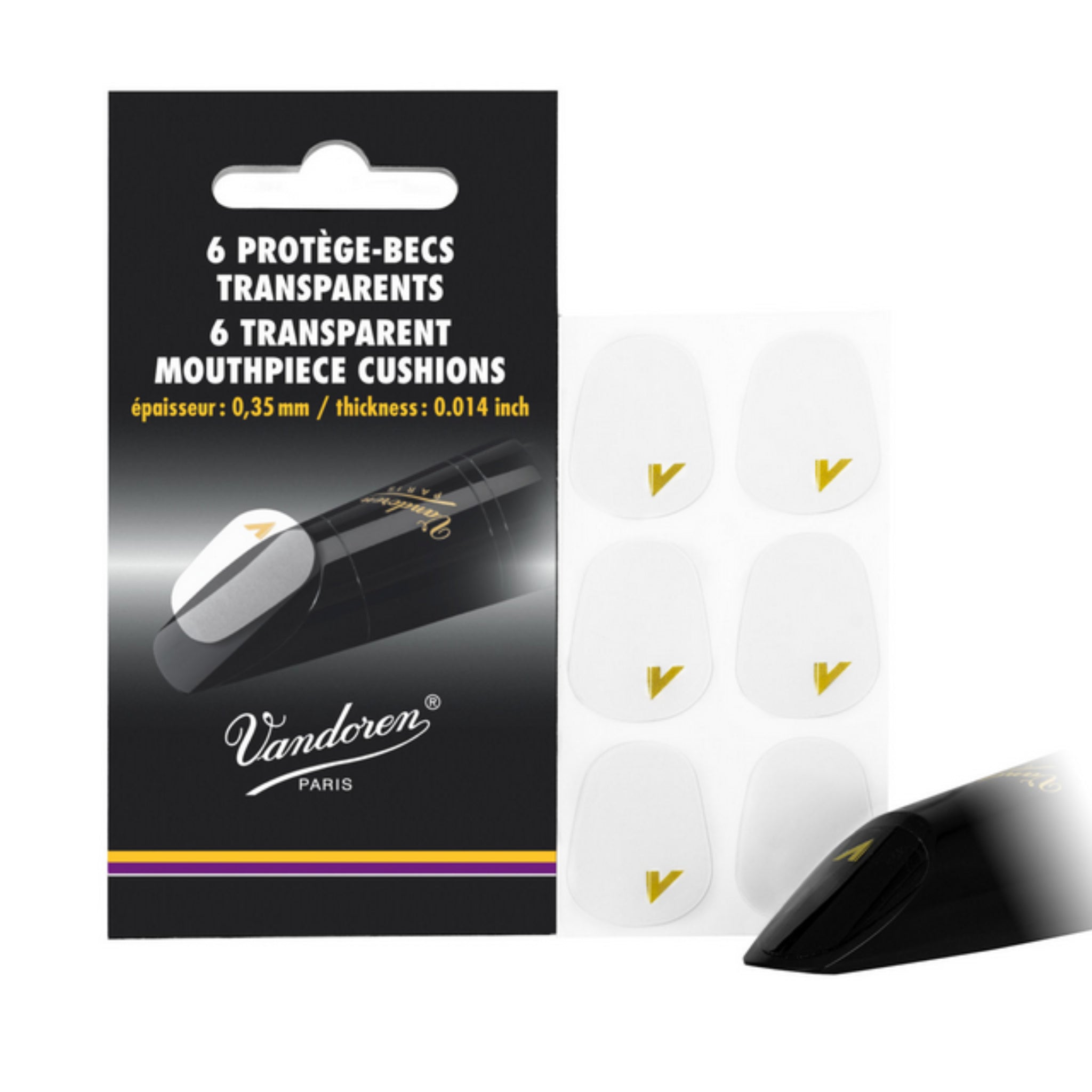 Vandoren Mouthpiece Cushions, Clear, Thin, Pack of 6